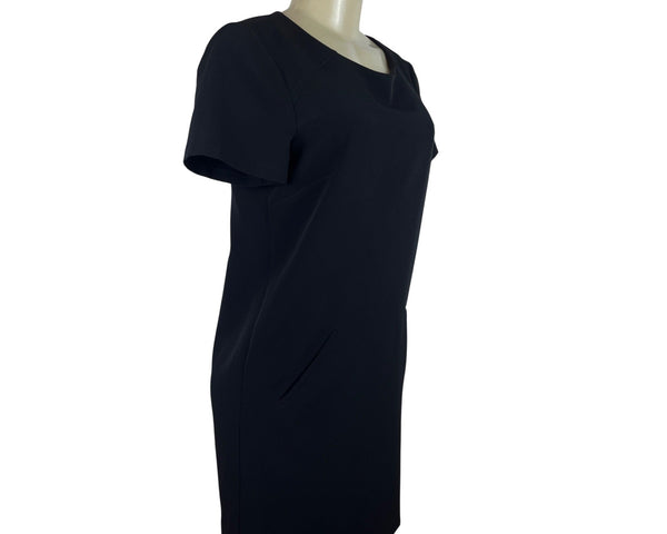 Maggy London Black Short Sleeve Sheath Dress With Pockets & Back Zipper Size 8