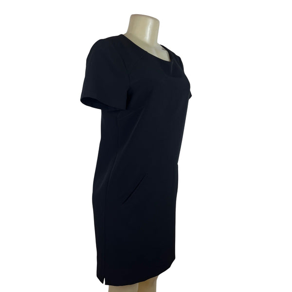 Maggy London Black Short Sleeve Sheath Dress With Pockets & Back Zipper Size 8