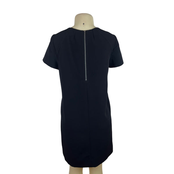 Maggy London Black Short Sleeve Sheath Dress With Pockets & Back Zipper Size 8