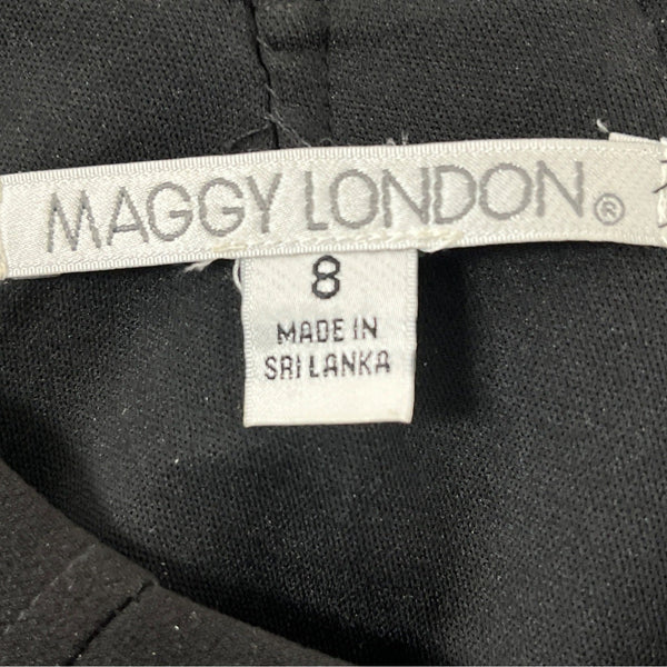 Maggy London Black Short Sleeve Sheath Dress With Pockets & Back Zipper Size 8