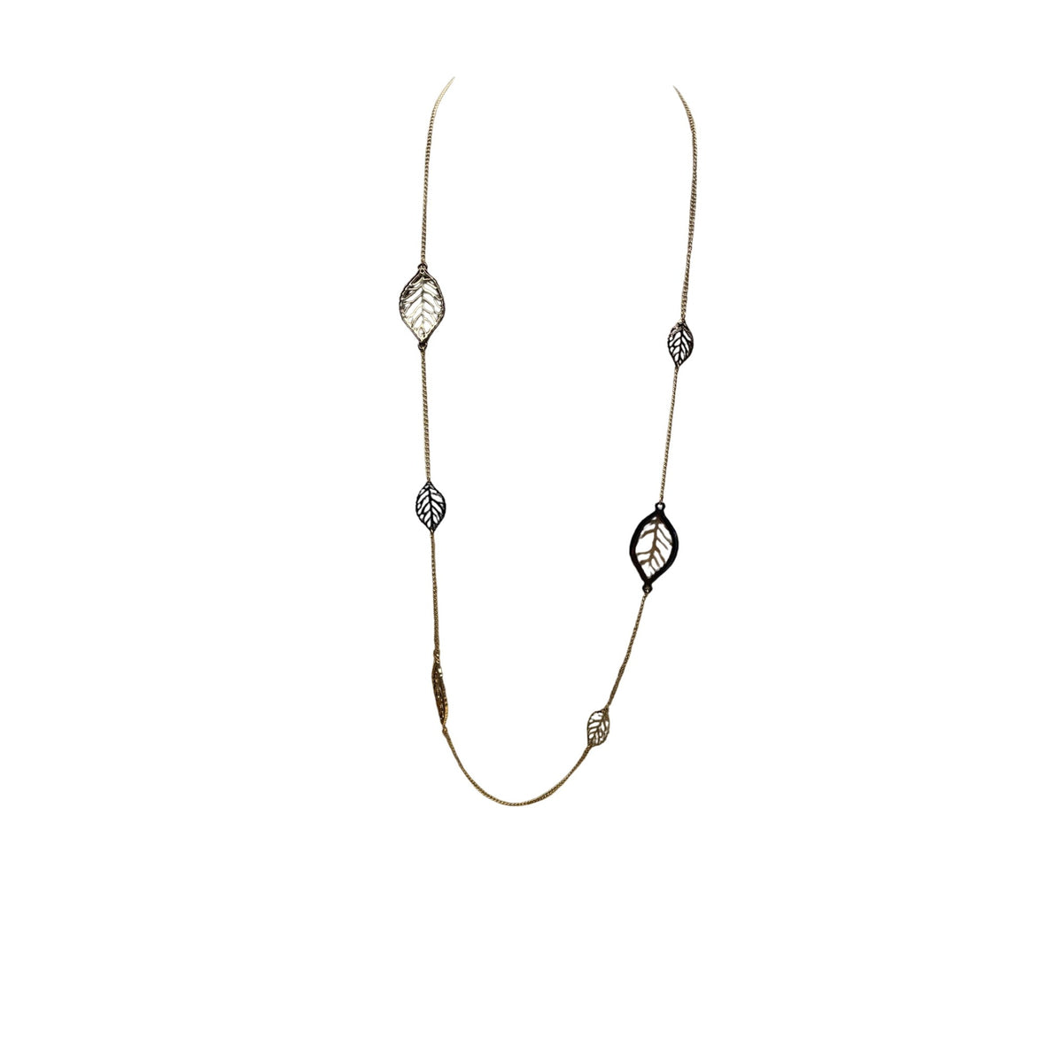 Gold Leaf Necklace & Earrings Set By Periwinkle