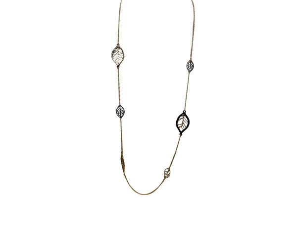 Gold Leaf Necklace & Earrings Set By Periwinkle