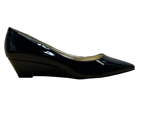 Bandolino Women’s Black Faux Patent Leather Yara Wedge Pumps Size 10M