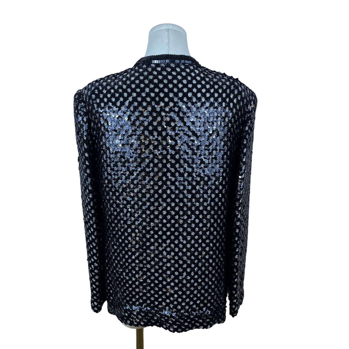 Vintage I. Magnin Women's Black Sequin Acrylic Blazer Shimmer Sparkle Size 12