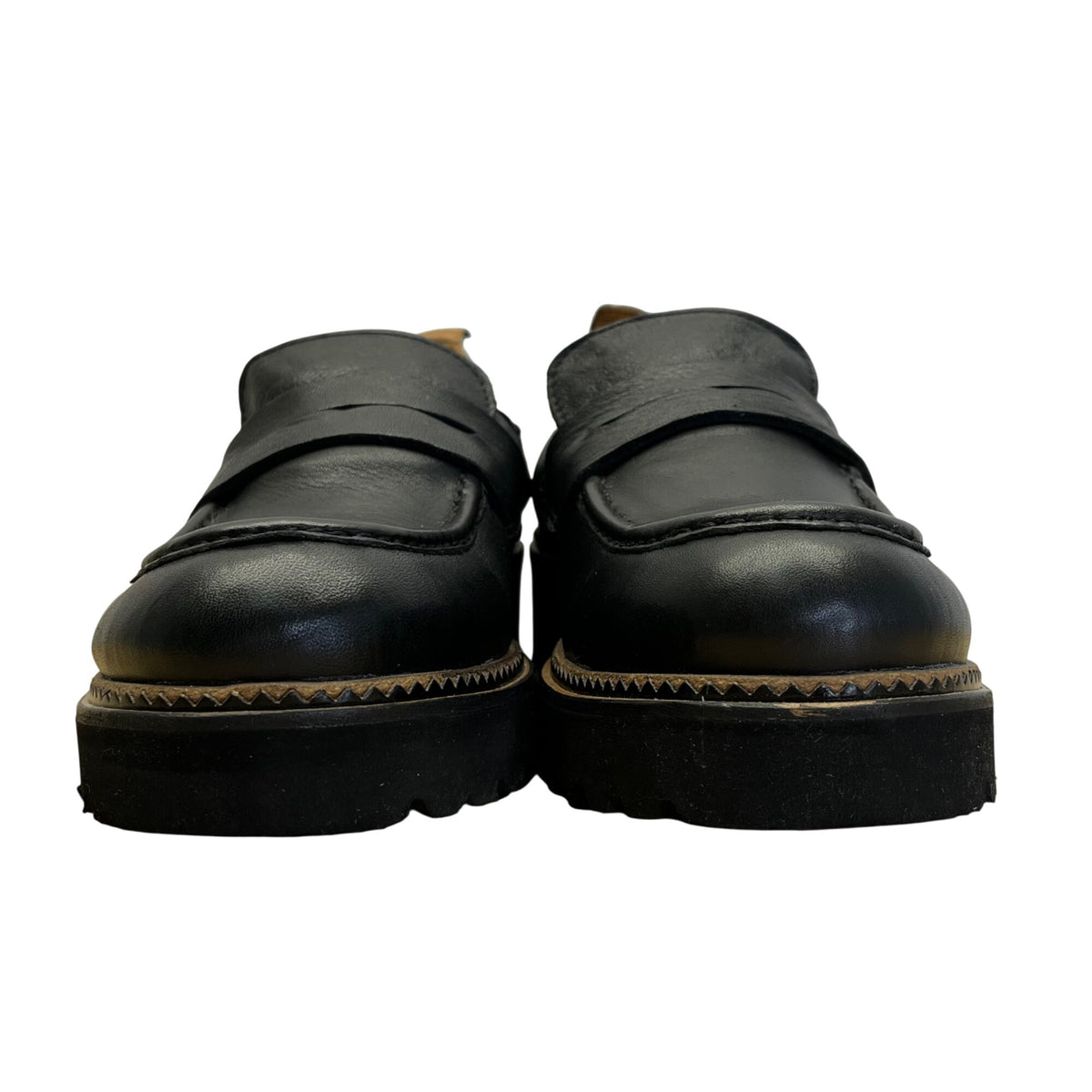 Bueno Women’s Black & Brown Leather Lug Sole Loafers Size 8.5