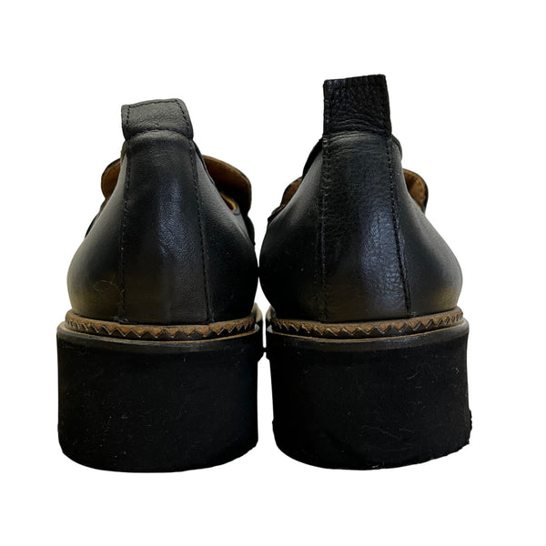 Bueno Women’s Black & Brown Leather Lug Sole Loafers Size 8.5
