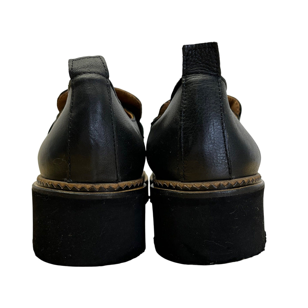 Bueno Women’s Black & Brown Leather Lug Sole Loafers Size 8.5