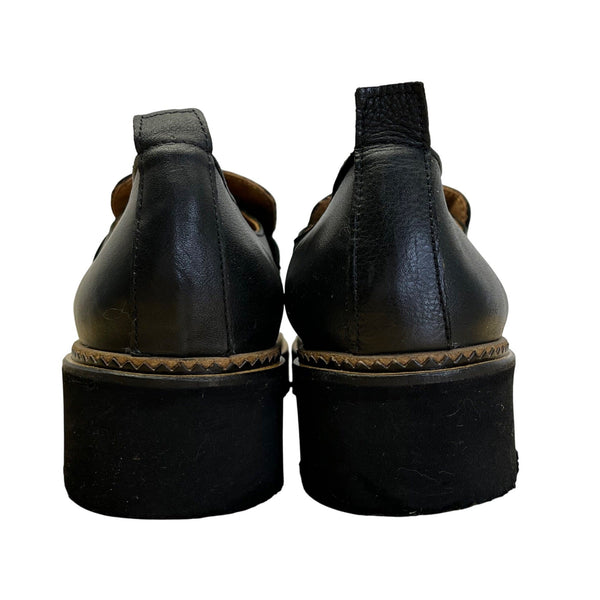 Bueno Women’s Black & Brown Leather Lug Sole Loafers Size 8.5