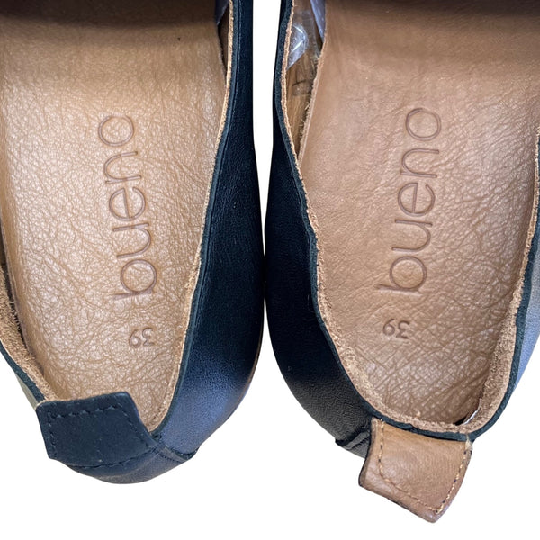 Bueno Women’s Black & Brown Leather Lug Sole Loafers Size 8.5