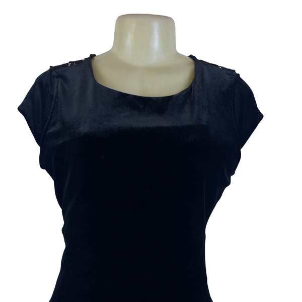 Rubber Ducky Womens Black Velvet Open Back Maxi Dress Size Large