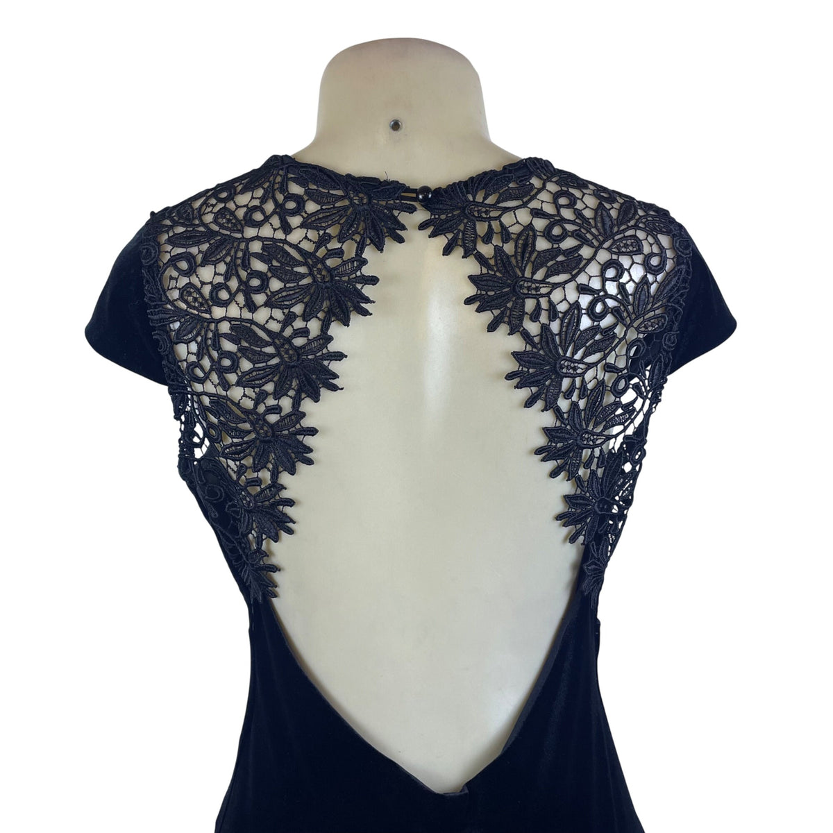 Rubber Ducky Womens Black Velvet Open Back Maxi Dress Size Large