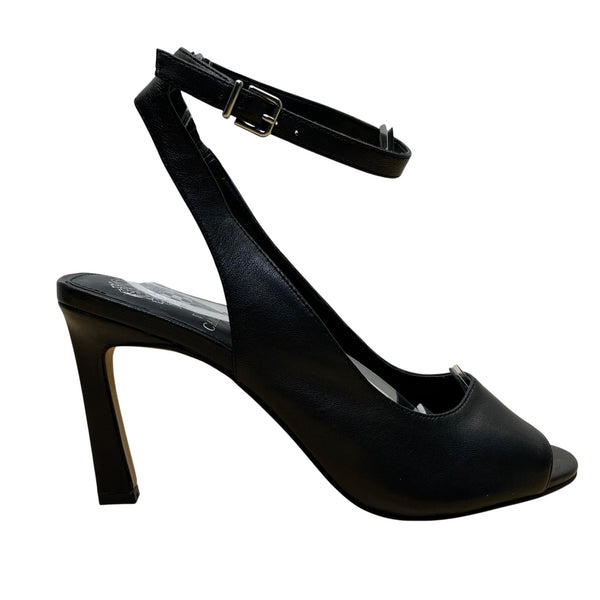 Vince Camuto Women’s Black Leather Ankle Strap Peep Toe Reteema Heels Size 8M