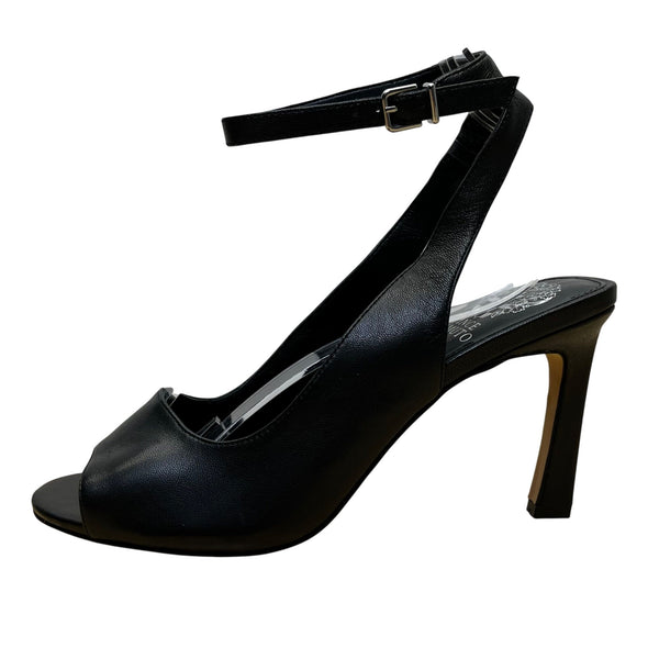 Vince Camuto Women’s Black Leather Ankle Strap Peep Toe Reteema Heels Size 8M