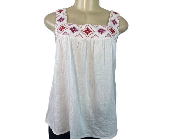 Madewell Womens Sleeveless Embroidered Square-Neck Top White Size M