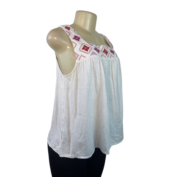 Madewell Womens Sleeveless Embroidered Square-Neck Top White Size M