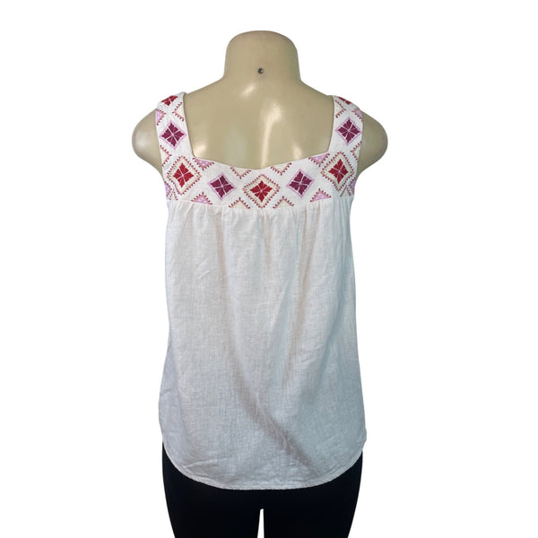 Madewell Womens Sleeveless Embroidered Square-Neck Top White Size M
