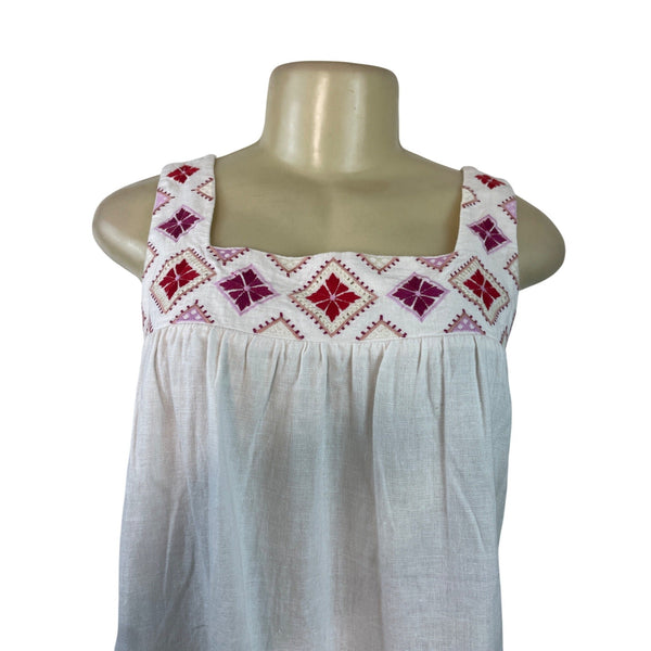 Madewell Womens Sleeveless Embroidered Square-Neck Top White Size M