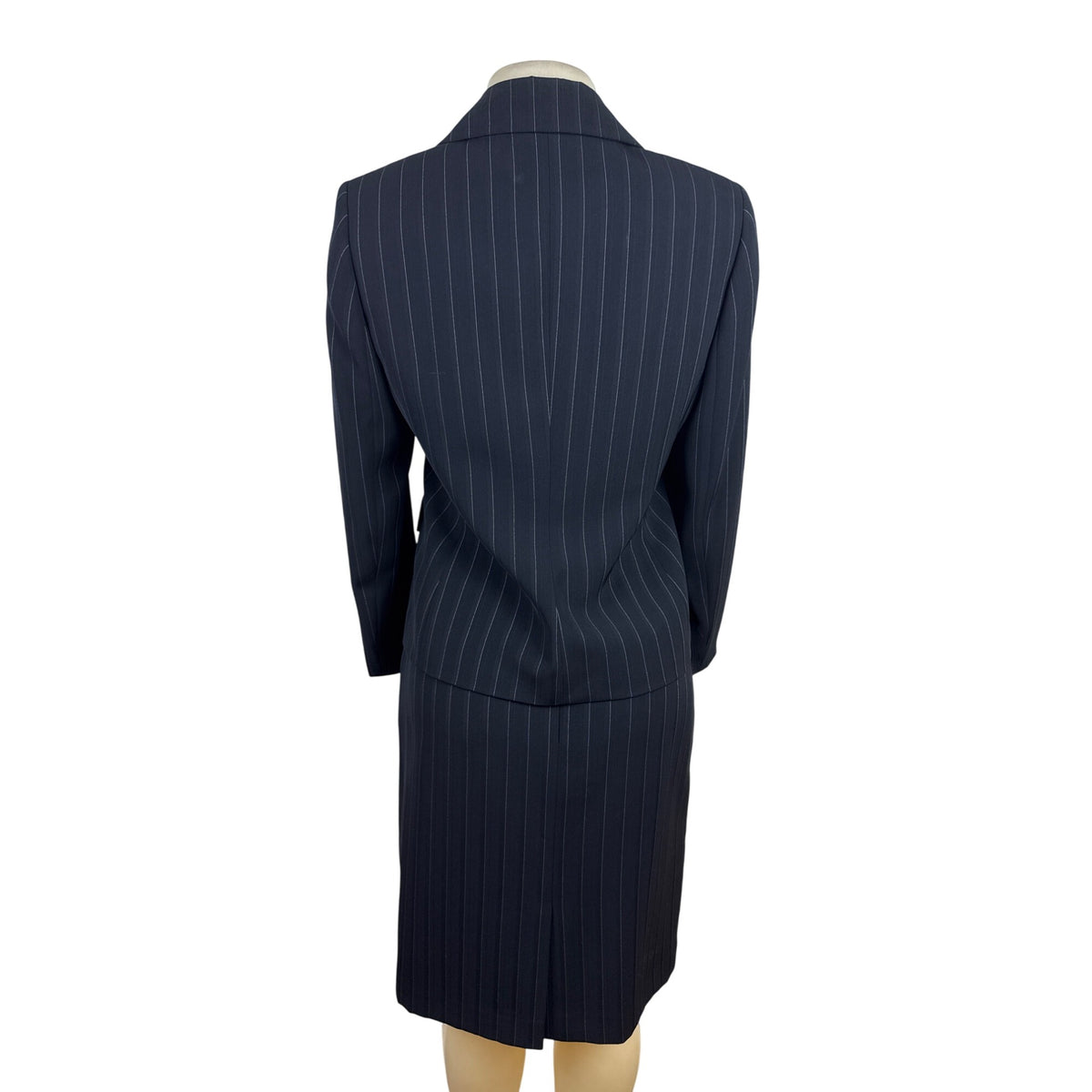 Kasper Classic Womens Pinstripe Black Skirt Suit Set Size 6p