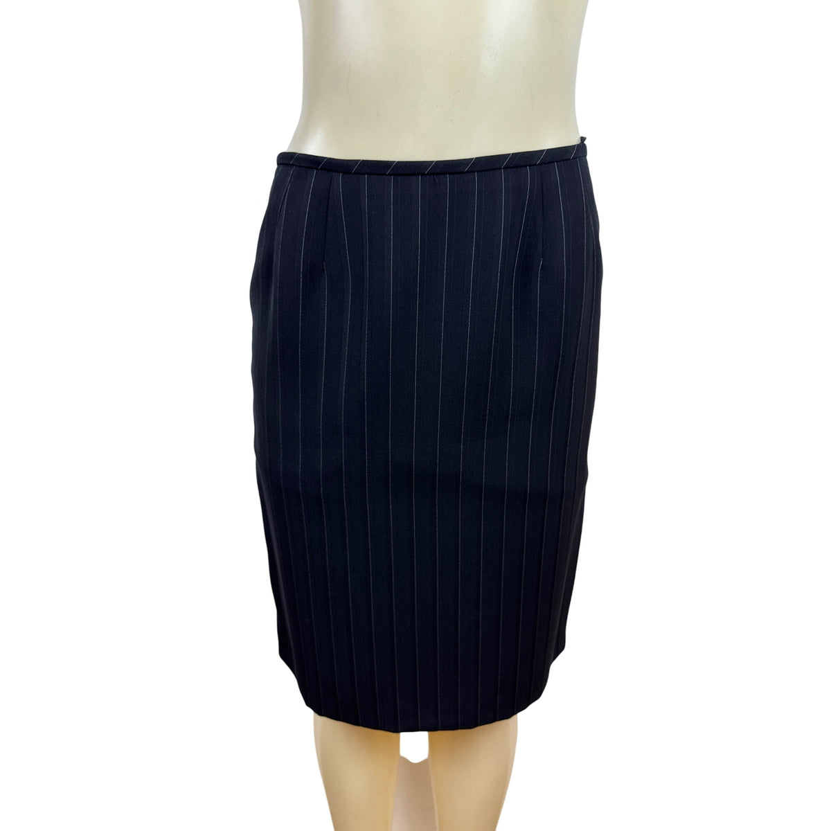 Kasper Classic Womens Pinstripe Black Skirt Suit Set Size 6p