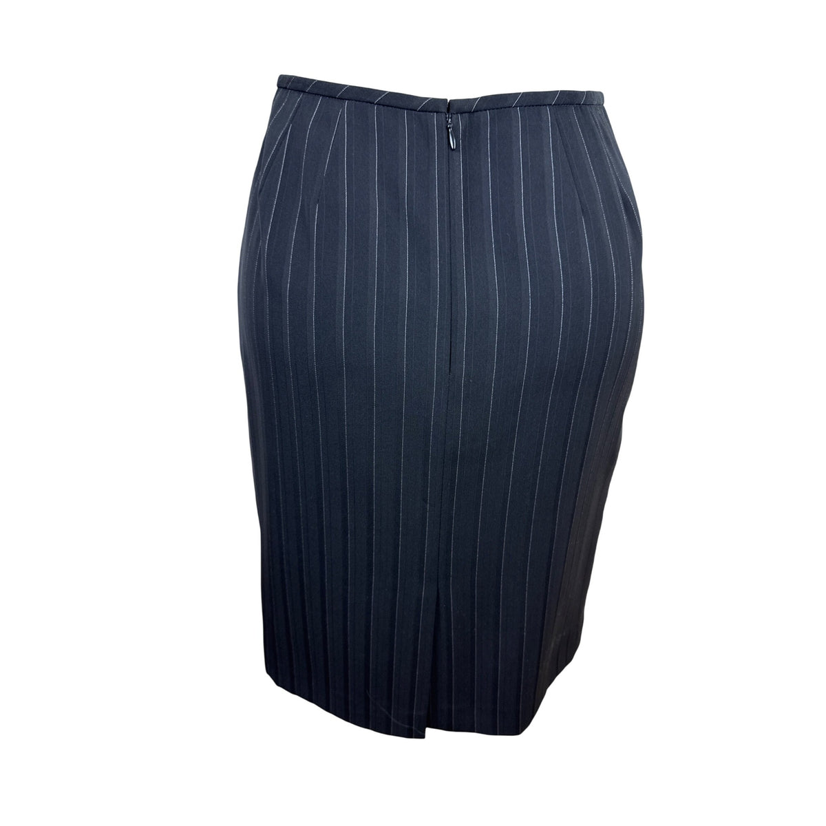 Kasper Classic Womens Pinstripe Black Skirt Suit Set Size 6p