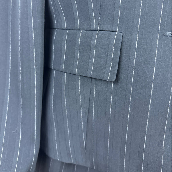 Kasper Classic Womens Pinstripe Black Skirt Suit Set Size 6p