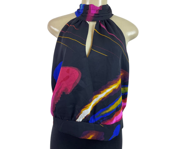 Gabrielle Union New York & Company Halter Top With Keyhole & Bow Back Sz L