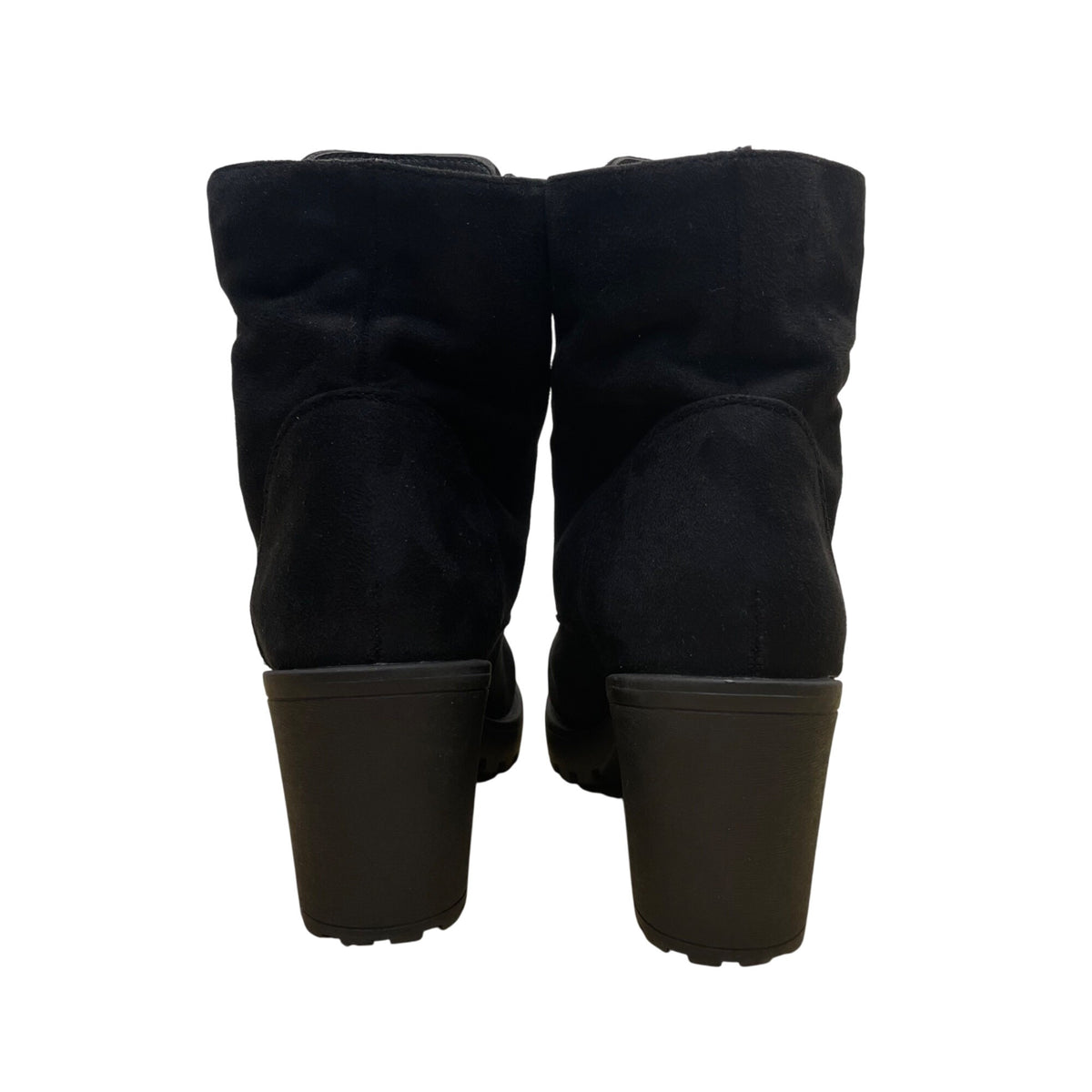 Liliana Womens Black Lace-Up All-Weather Design Chunky Heel Ankle Boots Size 7