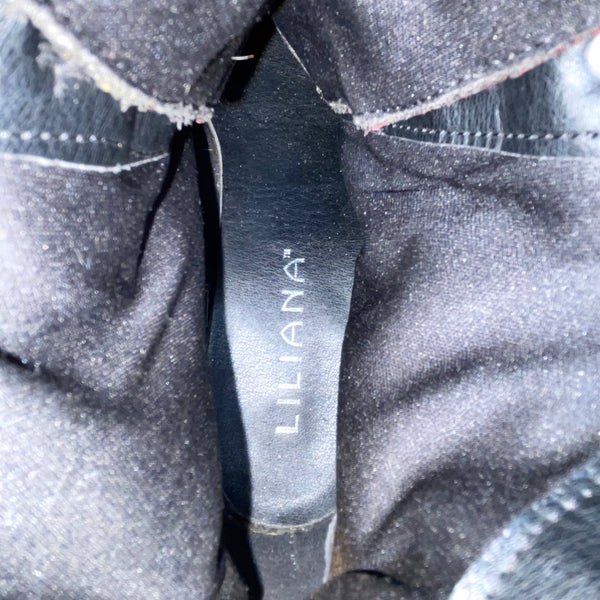 Liliana Womens Black Lace-Up All-Weather Design Chunky Heel Ankle Boots Size 7