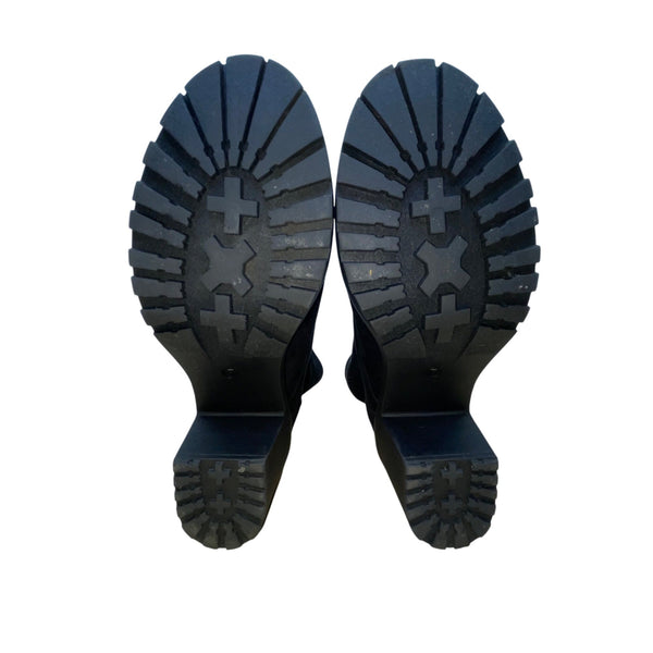 Liliana Womens Black Lace-Up All-Weather Design Chunky Heel Ankle Boots Size 7