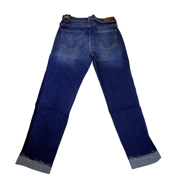 Hollister Womens Blue Cotton Low-Rise Crop Boyfriend Jeans Size W24 L25 - New
