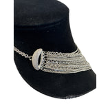 Women's Silver Tone Multi Layer Bib Chain Necklace - 17in
