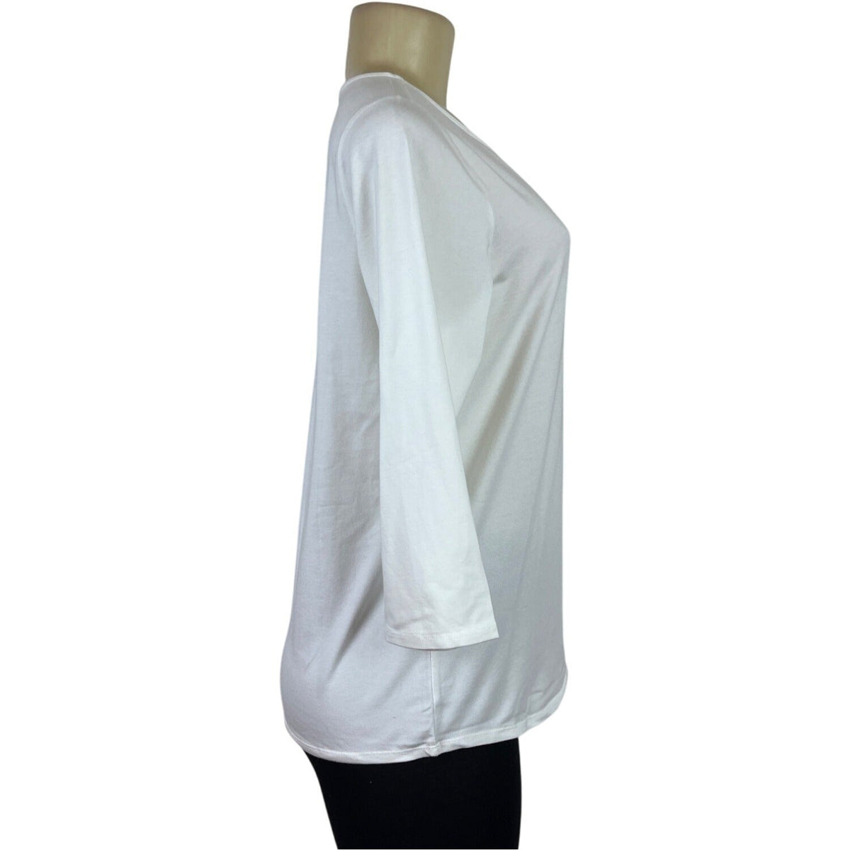 Belle Kim Gravel Women's White Classic 3/4 Sleeve Top With Side Tie Sz S