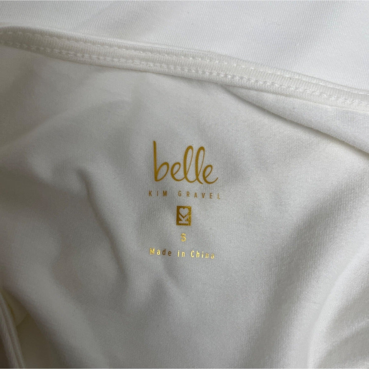 Belle Kim Gravel Women's White Classic 3/4 Sleeve Top With Side Tie Sz S