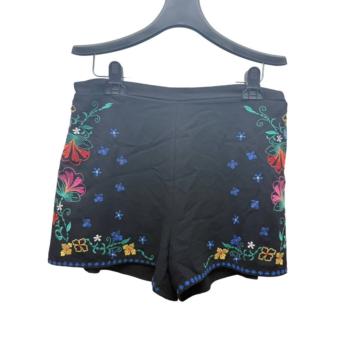 Xhilaration Womens Black Polyester Floral Embroidered High-Waisted Shorts Size L
