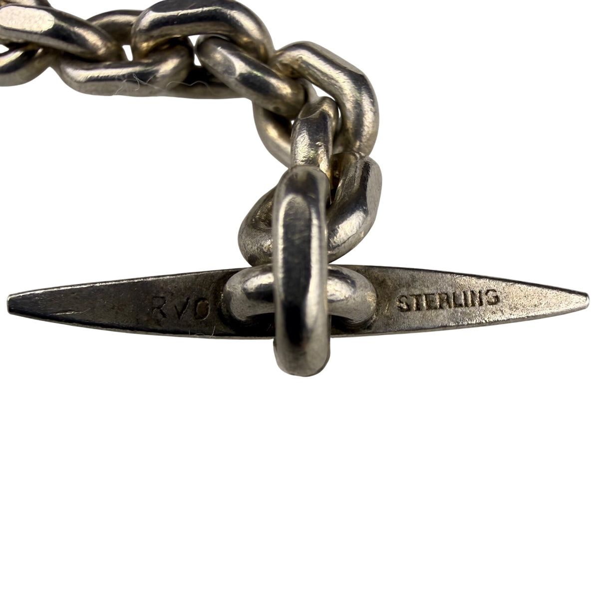 Sterling Silver Viking Ship Charm Bracelet Vintage 7 Inch Elegant Chain Toggle Clasp