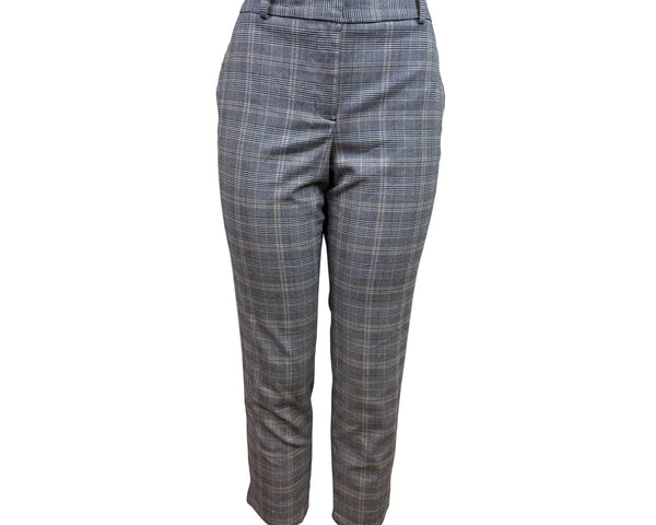 Talbots Womens Plaid Checkered High-Waist Trousers With Zip Sz 10p