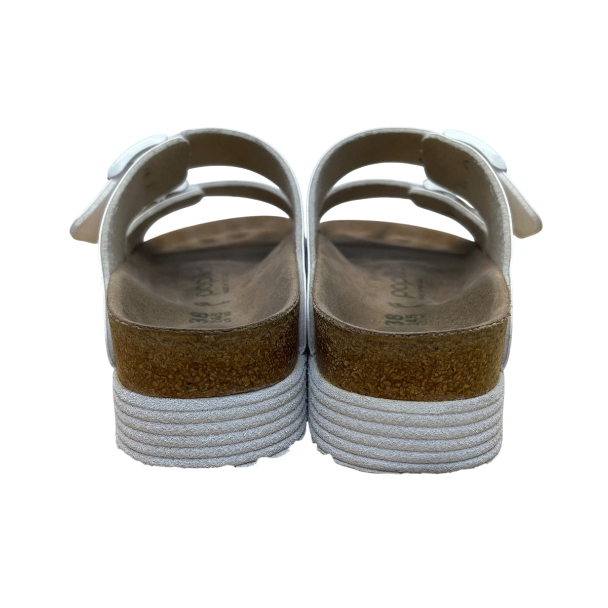 Papillio Women’s White Strap Adjustable Buckle Cork Platform Sandals Size 7.5