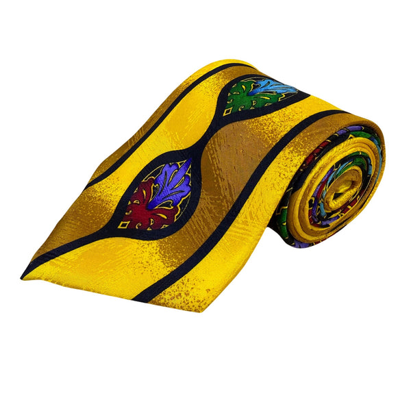 Ruch Limbaugh No Boundaries Collections Yellow Multicolor Silk Patterned Tie
