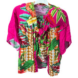 Colorful Women’s Pink Floral Three-Piece Bikini Set Includes Cover Up - Tropical Pattern