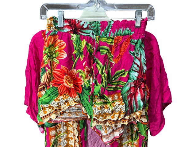Colorful Women’s Pink Floral Three-Piece Bikini Set Includes Cover Up - Tropical Pattern
