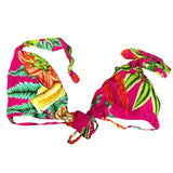 Colorful Women’s Pink Floral Three-Piece Bikini Set Includes Cover Up - Tropical Pattern