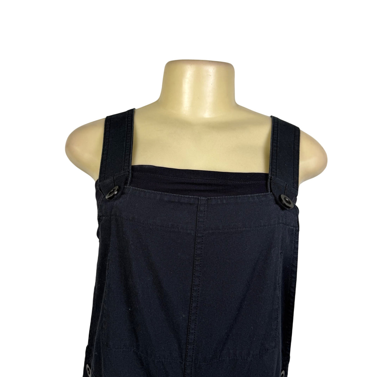 COS Womens Black Cotton Overalls Button Strap Casual Size XS