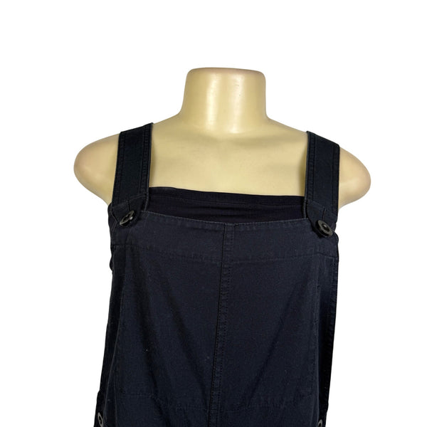 COS Womens Black Cotton Overalls Button Strap Casual Size XS