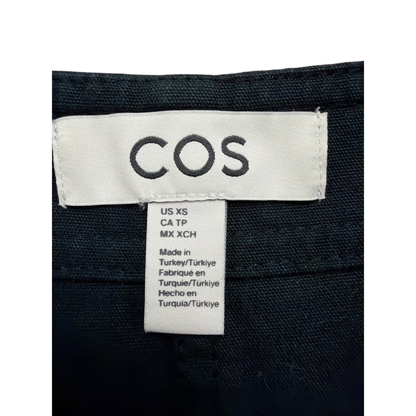 COS Womens Black Cotton Overalls Button Strap Casual Size XS