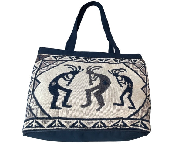 El Paso Saddle Blanket Women's Black Cotton Stencil Purse Sz L - NWOT