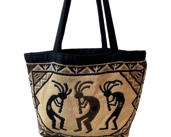 El Paso Saddle Blanket Women's Black Cotton Stencil Purse Sz L - NWOT