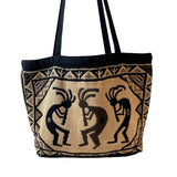 El Paso Saddle Blanket Women's Black Cotton Stencil Purse Sz L - NWOT