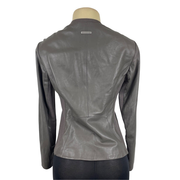Soia & Kyo Womens Leather Jacket With Zipper and Floral Lining Size M