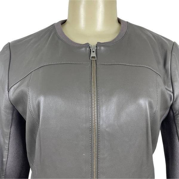 Soia & Kyo Womens Leather Jacket With Zipper and Floral Lining Size M