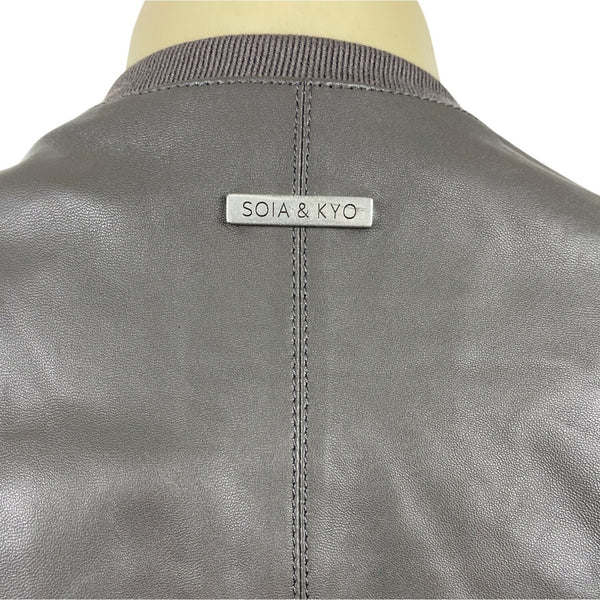 Soia & Kyo Womens Leather Jacket With Zipper and Floral Lining Size M